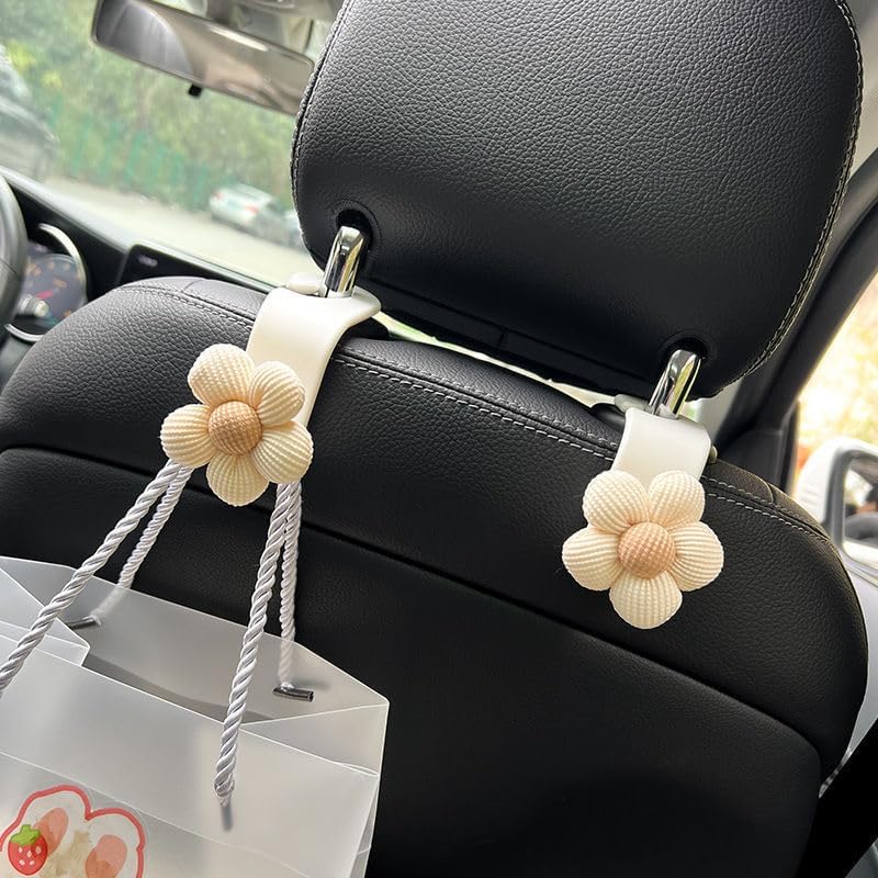 LIFOPY 2 Pack Car Purse Hooks, Cute Bow Car Seat Headrest Hook Hanger for Purses and Bags, Space-Saving Car Accessory(Darkbrown) - Image 2